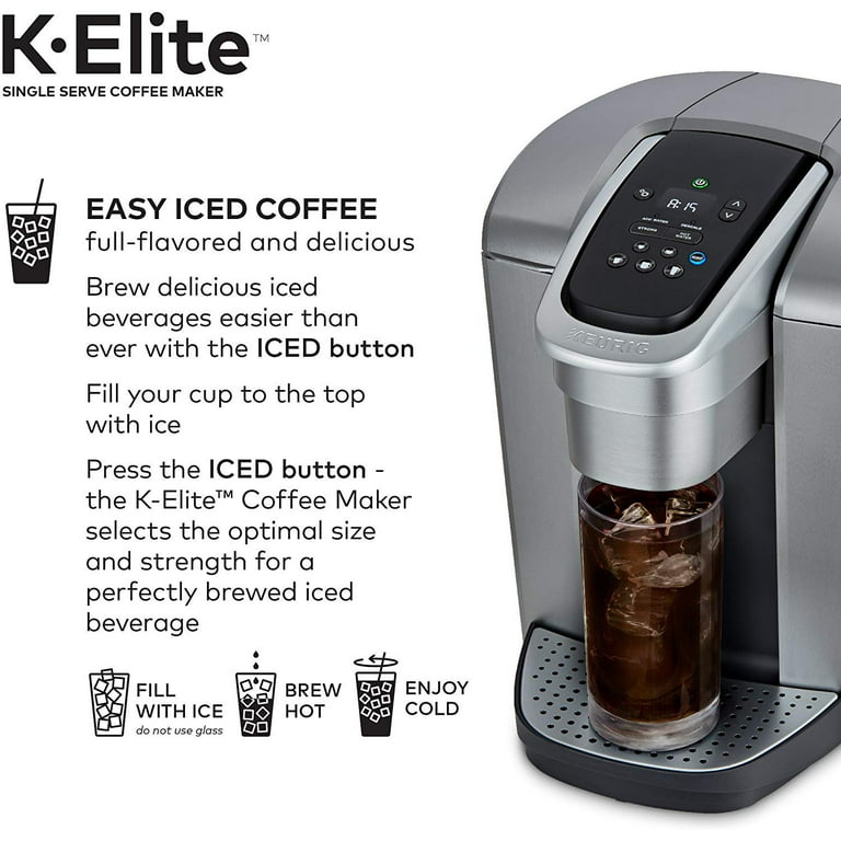 Keurig K-Elite Coffee Maker, Single Serve K-Cup Pod Coffee Brewer, With  Iced Coffee Capability, Brushed Silver