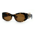 thumbnail image 4 of Womens Cheetah Emblem Classic Mod Fashion Thick Plastic Oval Sunglasses Tortoise - Brown, 4 of 8