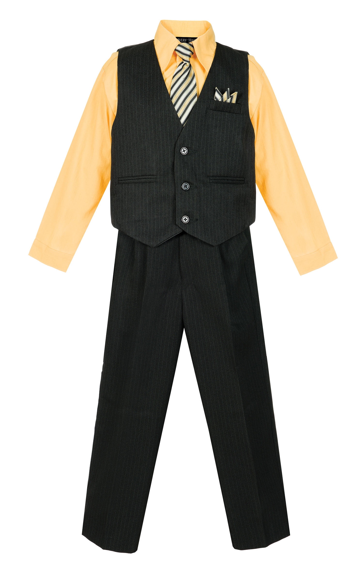 Avery Hill Boys' 4 Piece Pinstripe Vest Set (Toddler, Little Boys, Big