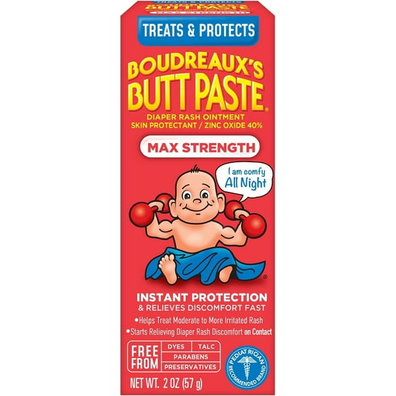 Boudreaux's Butt Paste Diaper Rash Ointment, Maximum Strength, 2 Ounce by Boudreaux's Butt Paste