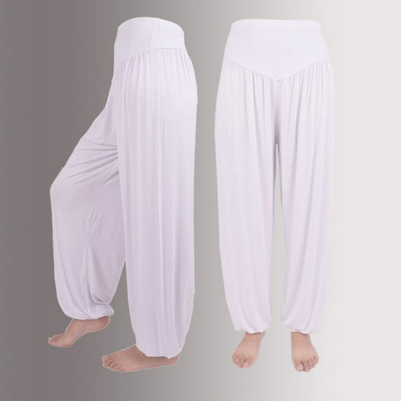 CFLVAEK Culottes en Coton pour Femmes Grande Taille Taille Haute Élastique Contrôle du Ventre Leggings Amples Unis Pantalons Sarouel Légers Rafraîchissants Pantalons de Yoga