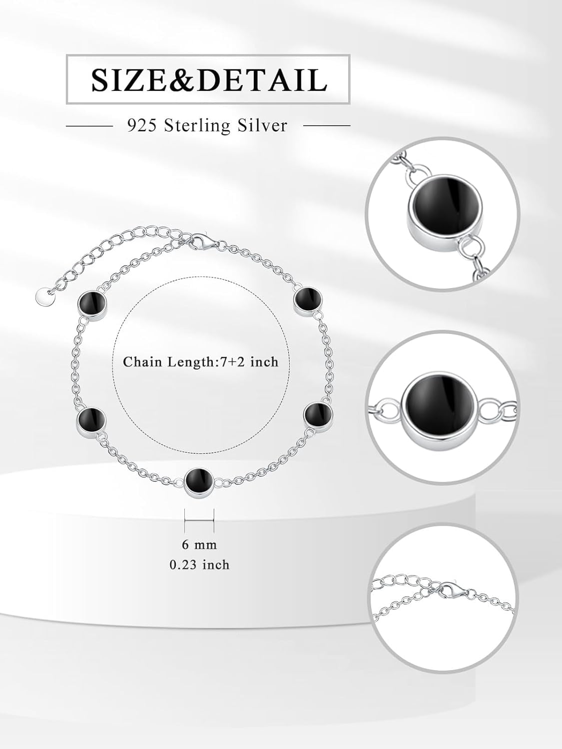 Ankle Bracelet for Women 925 Sterling Silver Natural Stone Bracelet Anklet Summer Beach Jewelry Birthday Gifts for Mom