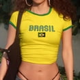 thumbnail image 2 of T Shirts for Women Streetwear Brazil Print Crop Graphic Tees Classic 90S Y2K Tee Tops A Workout Gym Clothes L, 2 of 6
