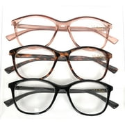 Franco Sarto Womens Premium Reading Glasses Three Pack (Clear Pink, Tortoise Brown, Glossy Black)  1.50