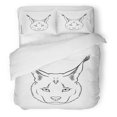 thumbnail image 1 of Juego de ropa de cama ABPHQTO de 3 Piezas dibujo de Gato de Caracals Retrato de Cabeza Estepa Lince Funda de edredón Salvaje en Blanco y Negro con 2 fundas de almohada, 1 of 1
