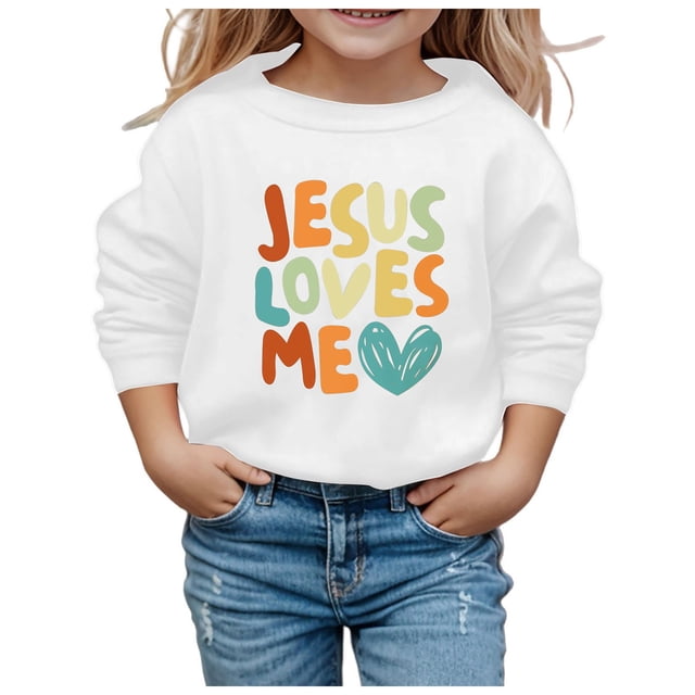 MIASHUI Chandail en Molleton pour Filles Hauts Sans Capuche Col Rond Imprimé Manches Longues, Blanc, 7-8 Ans