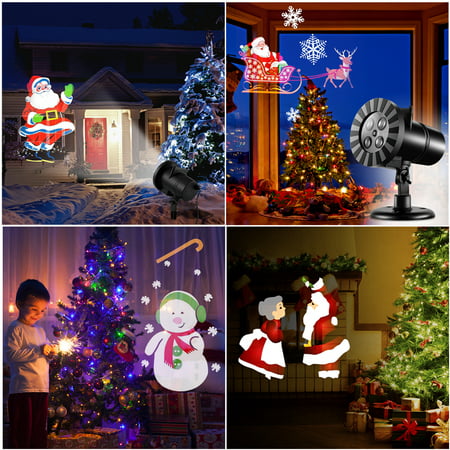 4 Pattern Motion Christmas Landscape Lights Projector LED Spotlight Waterproof， 2018 Version LED Best for Holiday Light Clear