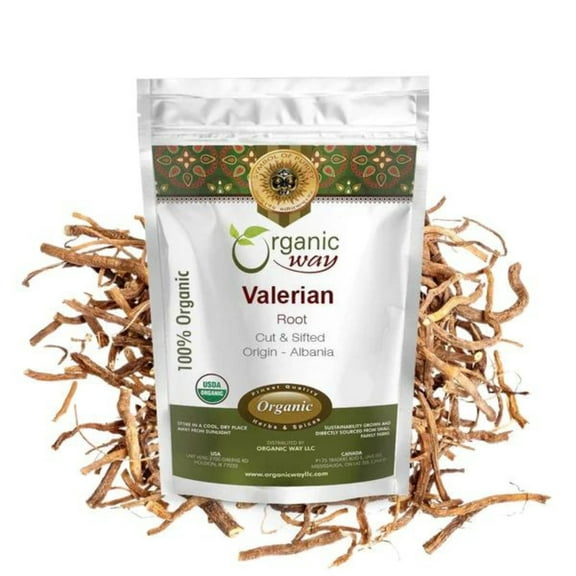 Organic Way Valerian Root Cut & Sifted - European Wild Harvest Organic & Kosher Certified | Raw, Vegan, Non GMO & Gluten Free | USDA Certified | Origin - India (1/2LBS / 8Oz)