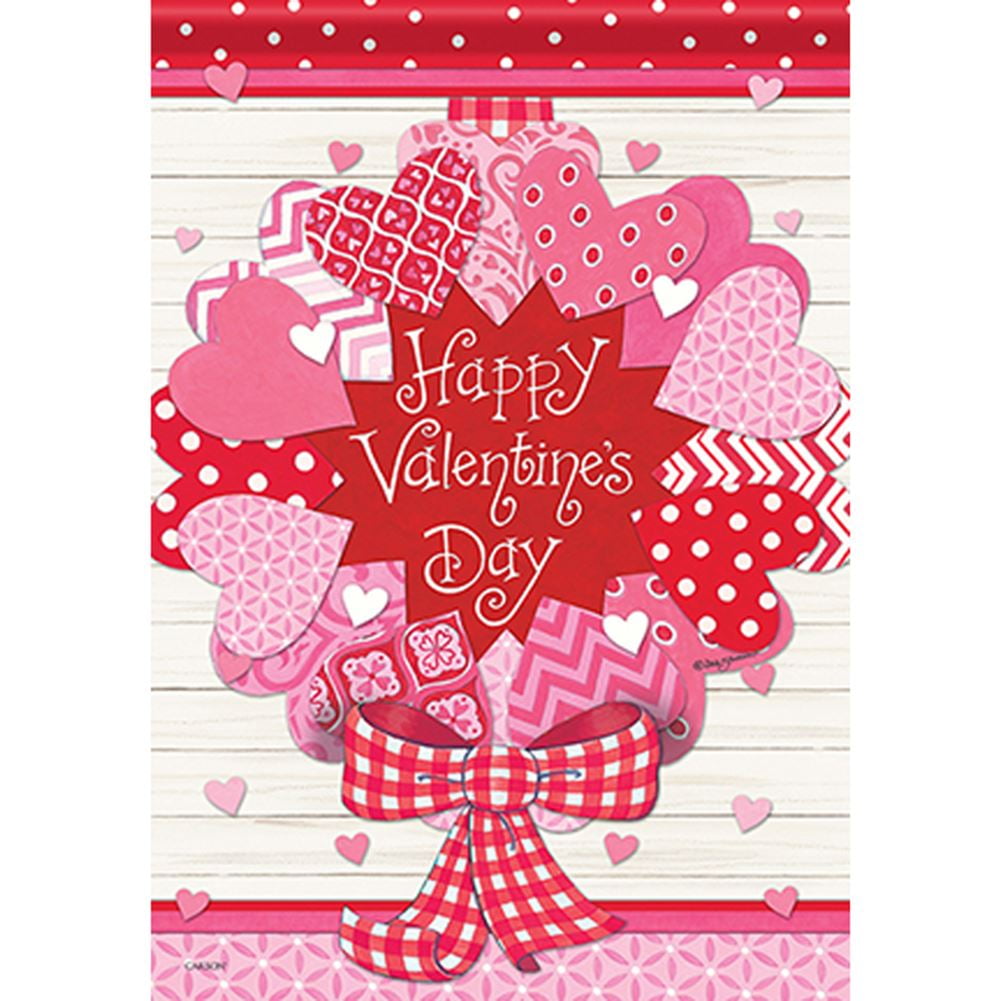 Valentine/'s Day Garden Flag Heart Decor Outdoor Flag Fabric Double-sided
