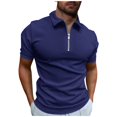 thumbnail image 2 of Men's Zipper Polo Shirt Casual Knit Short Sleeve Polo T Shirt Classic Fit Shirts, 2 of 5