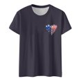 thumbnail image 1 of Hauts pour Femmes Jour de l'Indépendance Drapeau Col Rond Imprimé Lettre Manches Courtes T-Shirts pour Femmes Gris m, 1 of 4