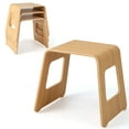 thumbnail image 1 of Gymax 4-Pack Versatile Bamboo Stool 18'' Wooden Shoe Changing Stool Natural, 1 of 10