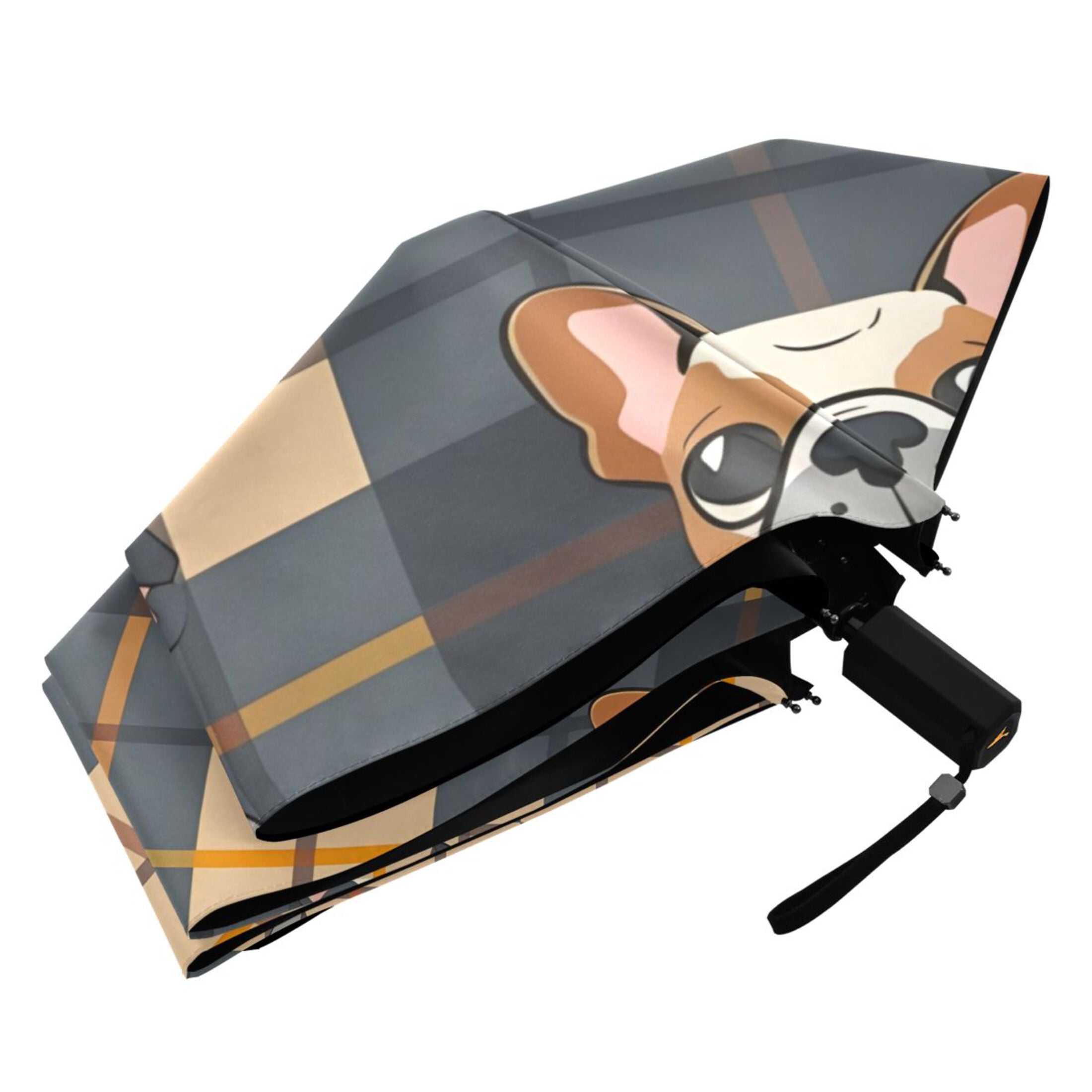 Adorable Bulldog Compact Sun Umbrella Windproof Travel Umbrellas for Rain Strong Portable UV Protection