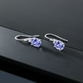 thumbnail image 5 of Gem Stone King 10K White Gold Blue Tanzanite and White Created Sapphire Dangle Earrings for Women (2.42 Cttw, Gemstone Birthstone, Oval 8x6mm), 5 of 5