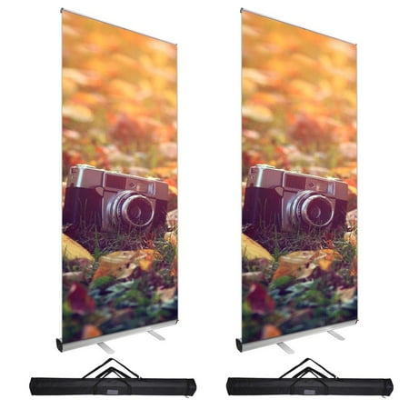InstaHibit Aluminum 39.5"x79" Retractable Roll Up Trade Show Banner Stand Signage Display Exhibitions w/ Bag(Pack of 2)