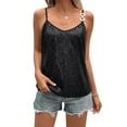 thumbnail image 2 of Women´s Summer Sequin Cami Tops Spaghetti Strap V-Neck Sparkle Shimmer Loose Sleeveless Tanks Tops, 2 of 9