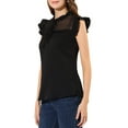 thumbnail image 4 of Allegra K Women's Ruffle Neck Keyhole Back Butterfly Sleeveless Bow Tie Blouse, 4 of 6