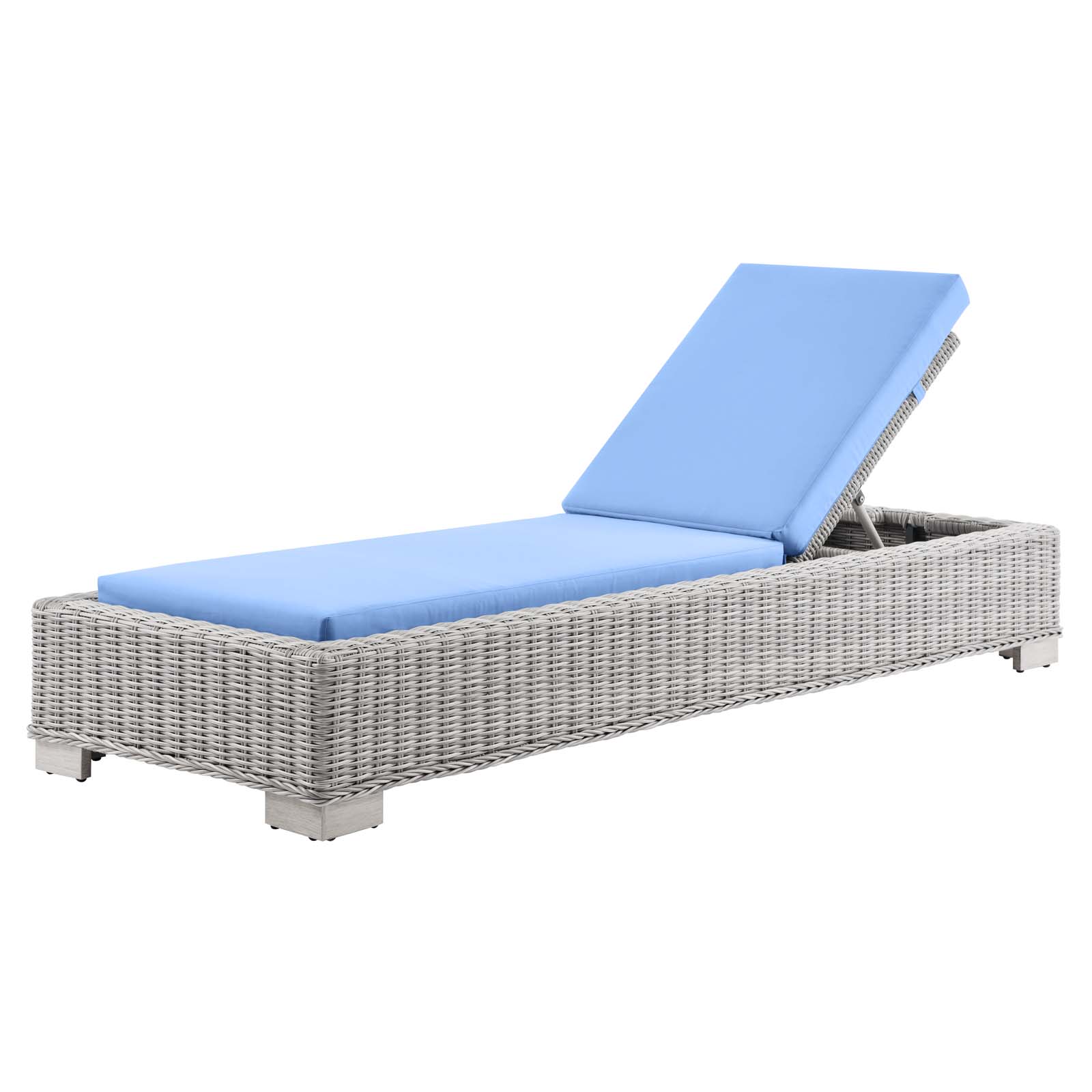 Lounge Chair Chaise, Rattan, Wicker, Light Grey Gray Light Blue, Modern Contemporary Urban Design, Outdoor Patio Balcony Cafe Bistro Garden Furniture Hotel Hospitality - image 1 of 9