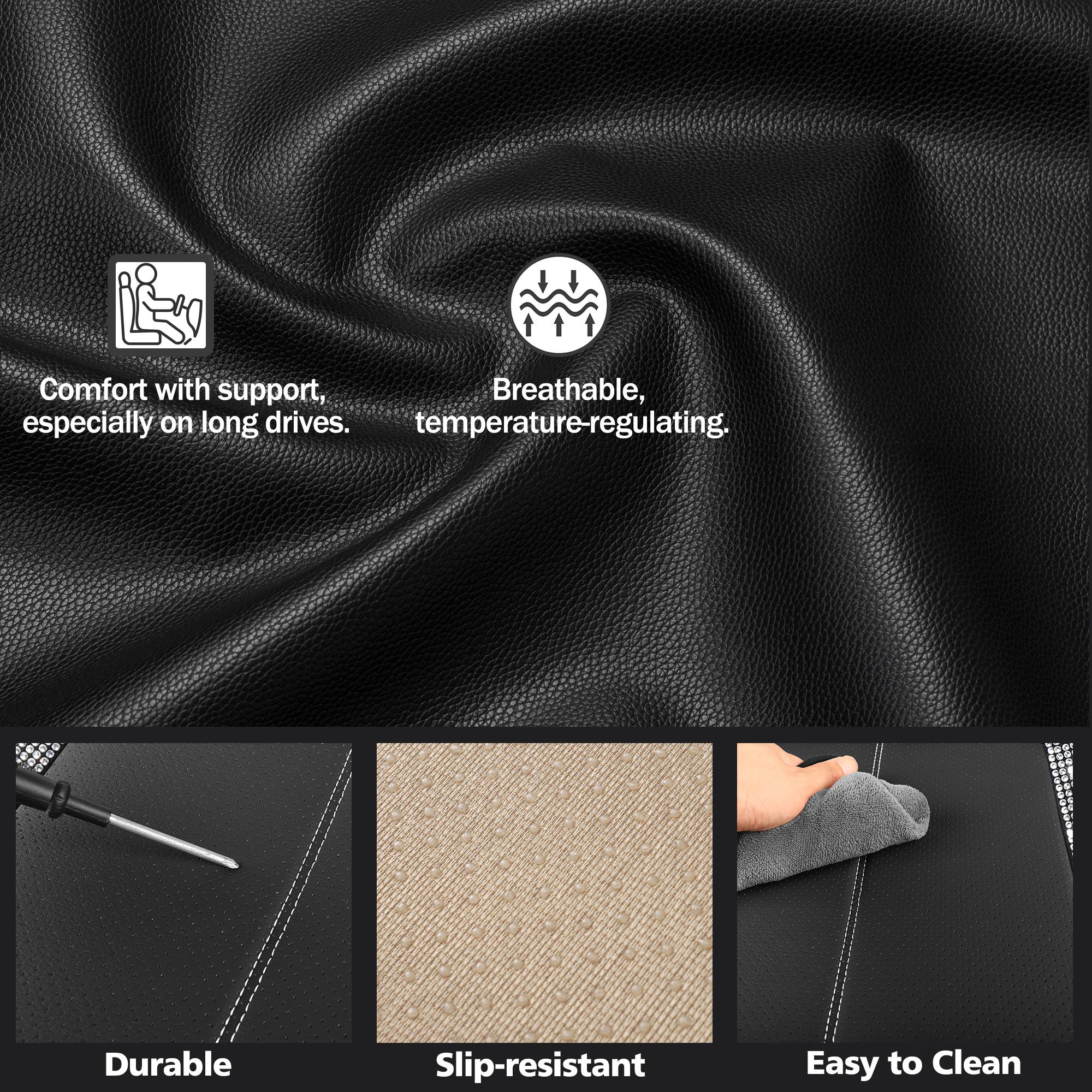 Premium Full Car Seat Covers for 5 Seats with Black Crystal Accents, High-Value Luxury Auto Interior Refresh Kit, Universal Fit for Cars SUVs Trucks