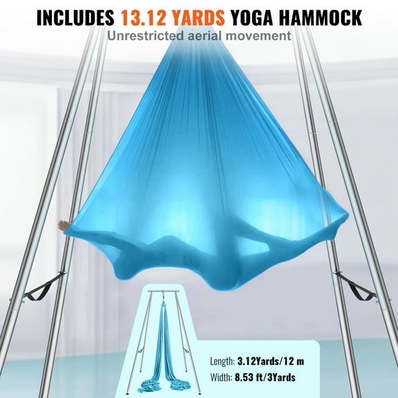 KFFKFF 551.15 lbs Yoga Swing Stand Hammock Aerial Silk Kit Load Yoga Frame Blue