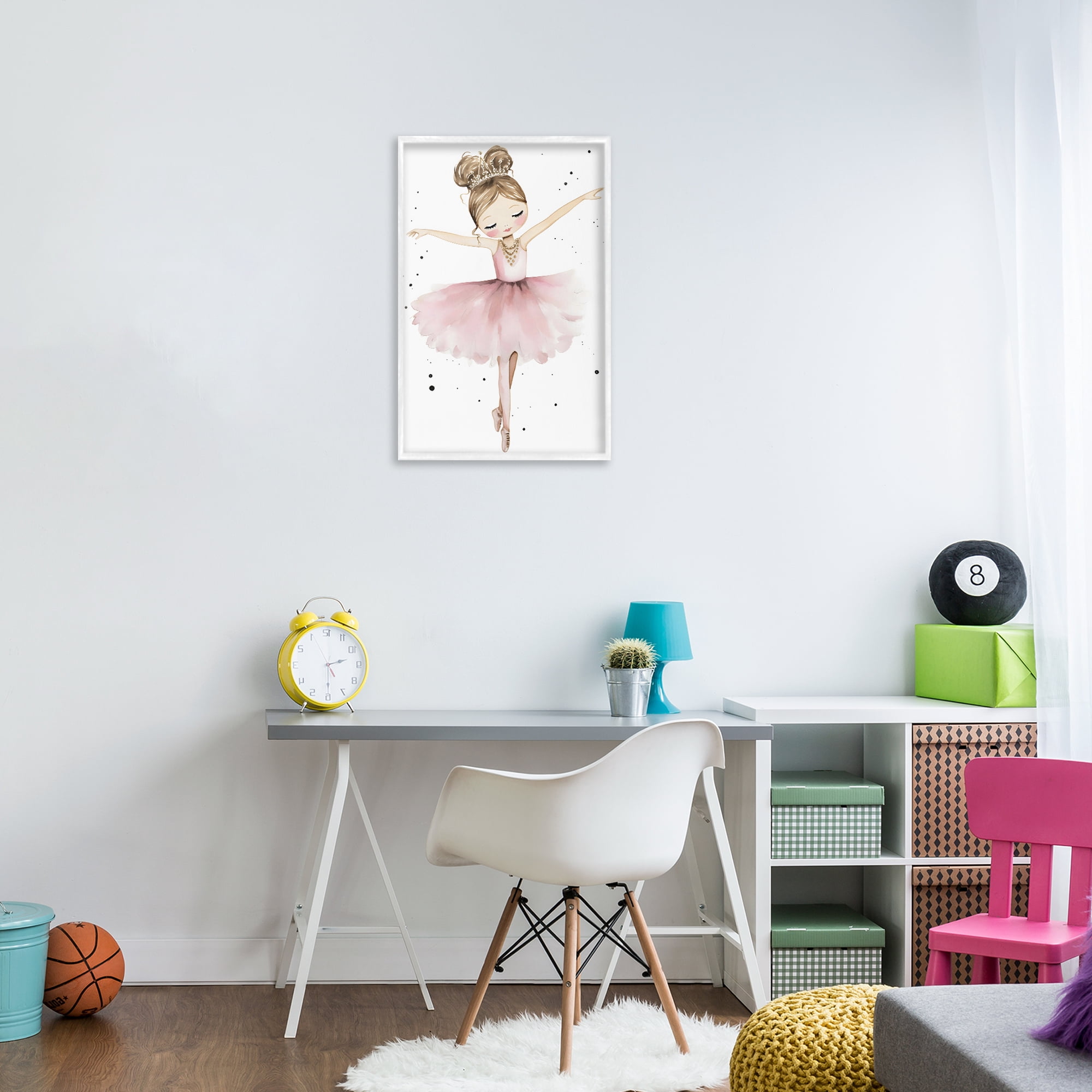 Stupell Industries Pointe Princess in Pink Tutu White Framed Giclee Art, design by Creative Studio