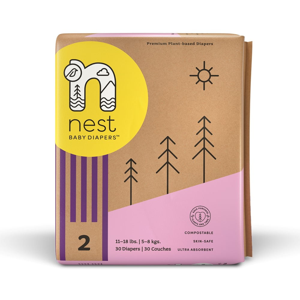 Nest Baby Diapers; Size 2 1118 lbs. 112 Count case Premium Eco