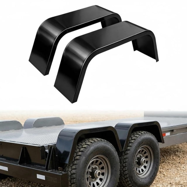 Lot de 2 Garde-Boue de Remorque en Acier à Plaque Diamant Robuste 32x13x9 Pouces, Essieu Simple Convient aux Roues de 14-16 Pouces, Résistant à la Rouille à Souder Ou à Boulonner pour Bateau Utilitaire, Cargaison, Voiture, Remorqueur, Noir