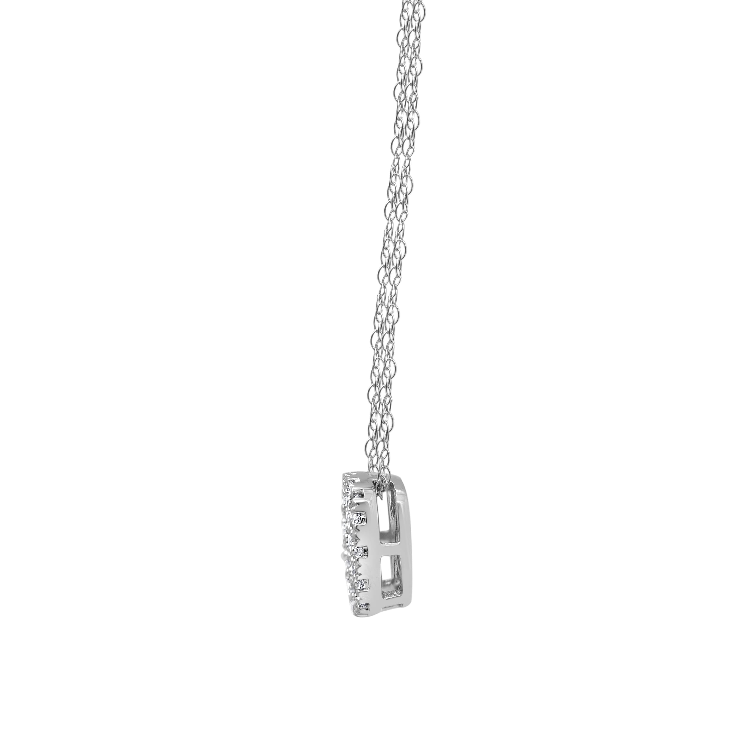 Brilliance Fine Jewelry 1/3 Ct Diamond Women's Cushion Pendant Necklace in 10K White Gold