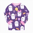 thumbnail image 6 of TOWED22 Girls Boys Halloween Pajamas Set Sleepwear Rainbow Unicorn Pjs Toddler Pumpkin Ghost Graphic Long Sleeve Jammies Kids Sleepwear(Purple,7-8 Y), 6 of 9