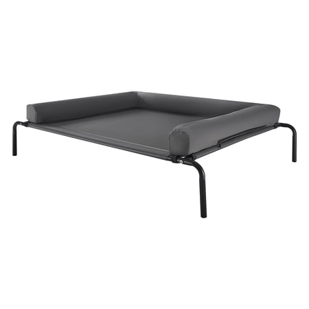 KFFKFF Elevated Dog Bed, 45" X 38" Pet Bed with Removable Pillow, Breathable Mesh, Durable Bed for Large Pet, Gray