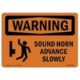 thumbnail image 1 of SignMission OS-WS-A-1218-L-12405 12 x 18 in. OSHA Warning Sign - Sound Horn Advance Slowly with Symbol, 1 of 1