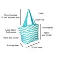 thumbnail image 4 of Large Multi - Pocket Fashion Zipper Top Organizing Beach Bag Tote - Custom Embroidery Available Navy Chevron, 4 of 4