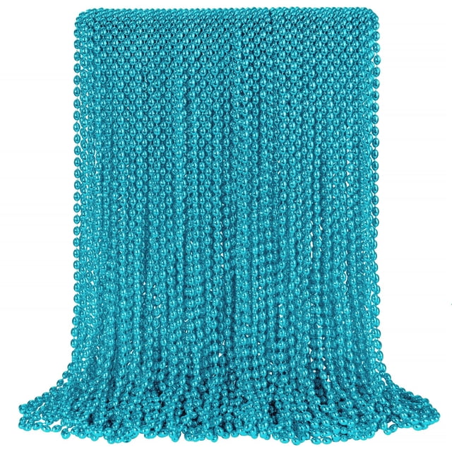 Collares de cuentas SHAOQINLIN, color verde azulado para Mardi Gras, 100 unidades, para fiestas