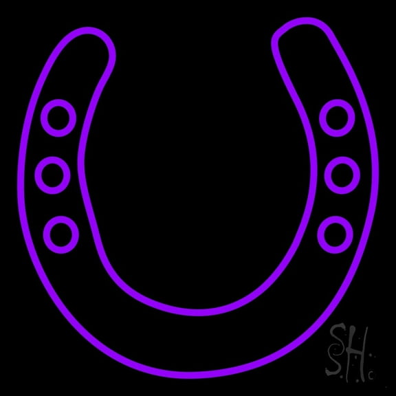 Purple Horseshoe LED Neon Sign 16 x 16 - inches, Black Square Cut Acrylic Backing, with Dimmer - Bright and Premium built indoor LED Neon Sign for store interior Décor, Storefront.