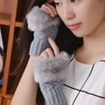 thumbnail image 3 of Women Fur Fingerless Gloves Winter Fur Half finger Mittens for Women Girls Teen Working Writing, 3 of 8