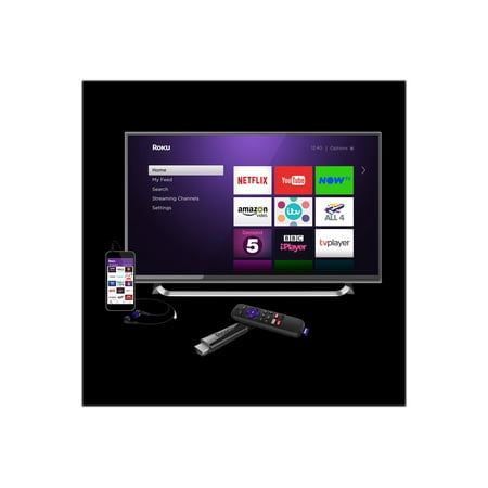 Roku - Streaming Stick+ 4K Headphone Edition with Voice Remote with TV Power and Volume Streaming Media Player - Black