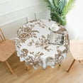 thumbnail image 2 of Brown Tan Floral Tablecloth 70 x 70 Inch Round Chinoiserie Flowers Decorative Table Cloth Rustic Fabric Farmhouse Washable Table Cover for Picnic Party Holiday Home Indoor Outdoor, 2 of 6