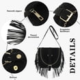 thumbnail image 4 of Women Fringe Hobo Bag Retro Tassel Shoulder Bag Fringe Purse Suede Tassel Hippie Saddle bag, 4 of 6