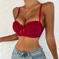 thumbnail image 5 of Bras for Women,French T-Shirt Style Demi Cup Underwire Bra for Women with Smooth Lace Push Up Support and Adjustable Comfort,Sports Bras for Women,Red,S, 5 of 9