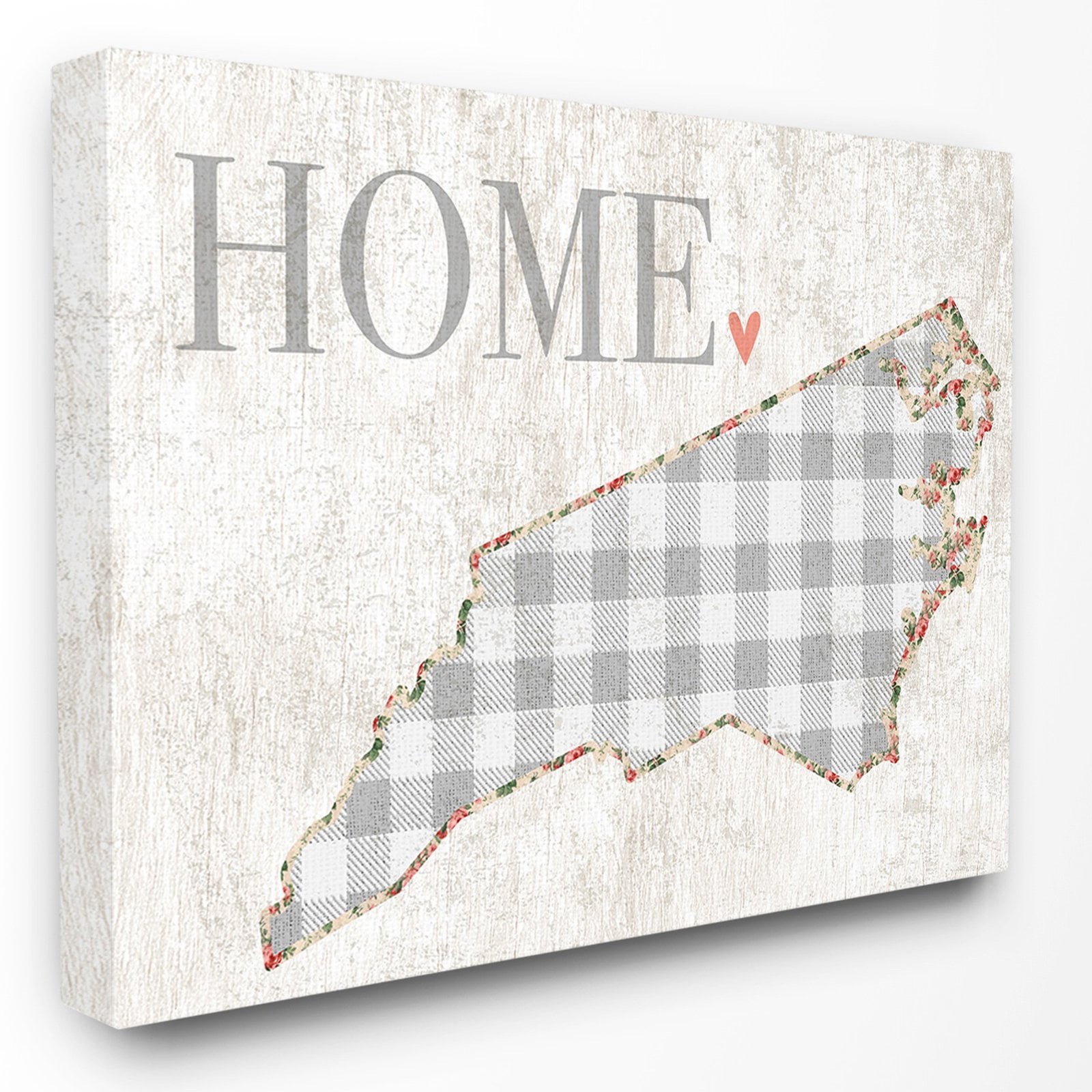 The Stupell Home Decor Collection Gingham North Carolina Heart and Home Wall Art