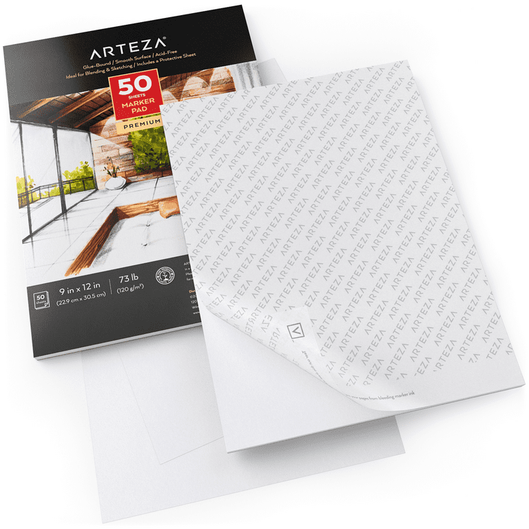 Arteza Marker Paper Pad, 9x12, 50 Sheets, Glue-Bound - 2 Pack 