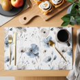 thumbnail image 2 of Spring Floral Placemats Set of 8, Watercolor Grey Blue Flower Leaves Non-Slip Place Mats Washable Table Mats for Kitchen Dining Table Decorations Indoor/Outdoor, 2 of 9