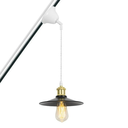 

KAYYELAMP Tilt Position Track Light H-Type Gold Base Black Metal Adjusted Cord Retro Pendant Light for Inclined Position Roof(No Bulb Track)