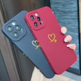 thumbnail image 6 of Compatible with iPhone 12 Pro Max Case 6.7", Slim Soft Silicone Cute Plated Heart Pattern Full Camera Protection Shockproof Phone Case for Women Girls (Wine Red), 6 of 7