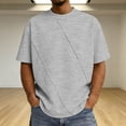 thumbnail image 2 of Big & Tall Men's Short Sleeve Boxy T-Shirts Crew Neck Diamond Grid Seam Pattern Summer Fashion Classic Tops for Father Gift, 2 of 7