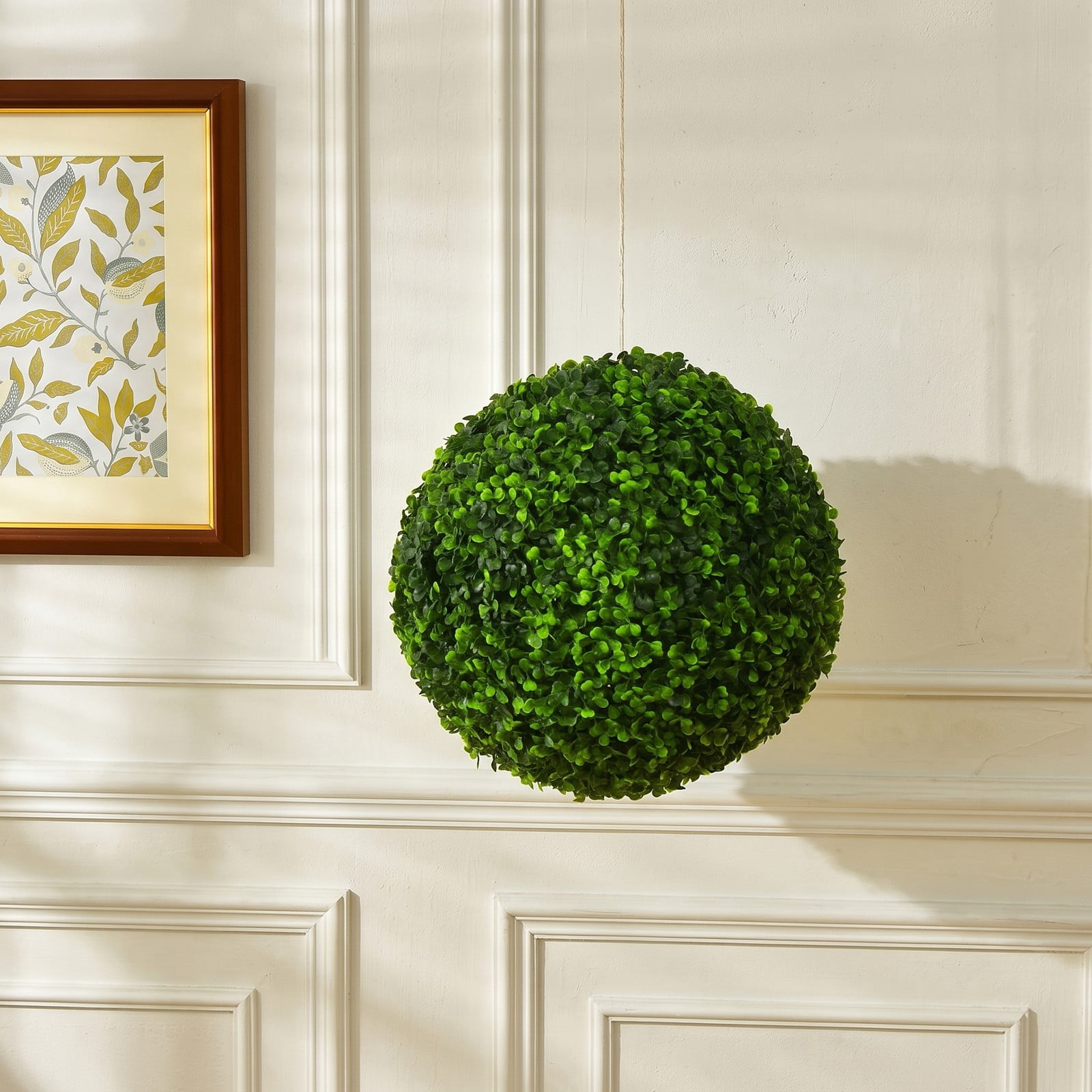ALPULON 2 Pieces Artificial Boxwood Topiary Ball Tree Set Faux Greenery UV Protected Fade Resistant Plants for Indoor Outdoor Home Office Shop Doorway Decor, Green