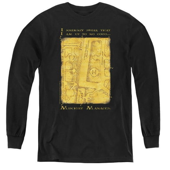 Harry Potter - Marauders Map Interior Words - Youth Long Sleeve Shirt - Large