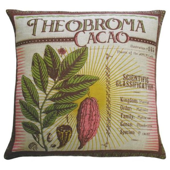 Koko Company 91801 Botanique - Oreiller - 20x20 - Lin - Imprimé Theobroma Cacao.