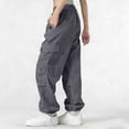 thumbnail image 6 of oiangi Womens Cargo Pants Elastic Waist Hiking Pants Lightweight Adjustable Drawstring Parachute Pants with Multi-Pocket Dark Gray M, 6 of 6