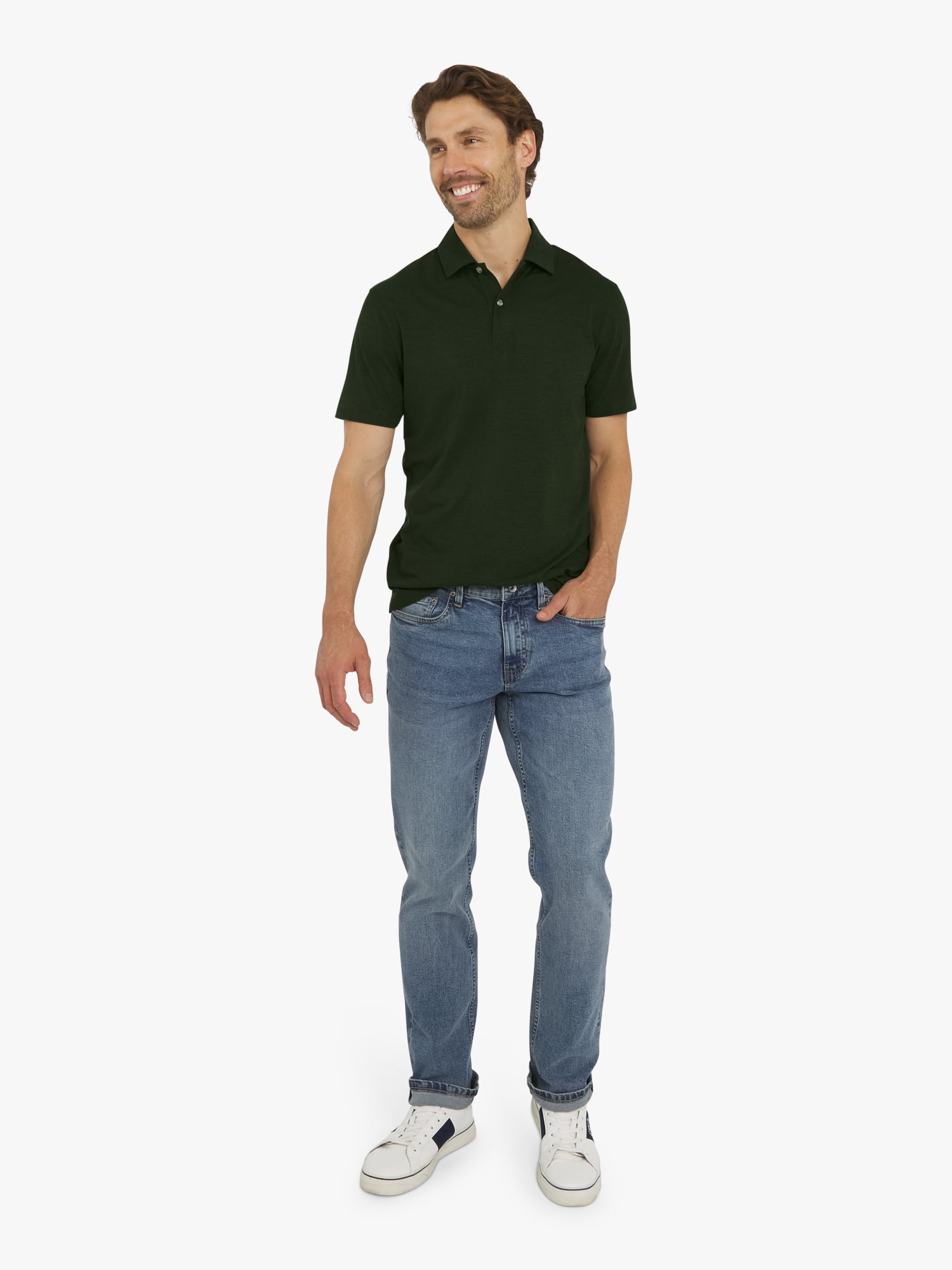 Chaps Men's and Big Men's Short Sleeve Performance Solid Polo Shirt, Sizes S-3XL